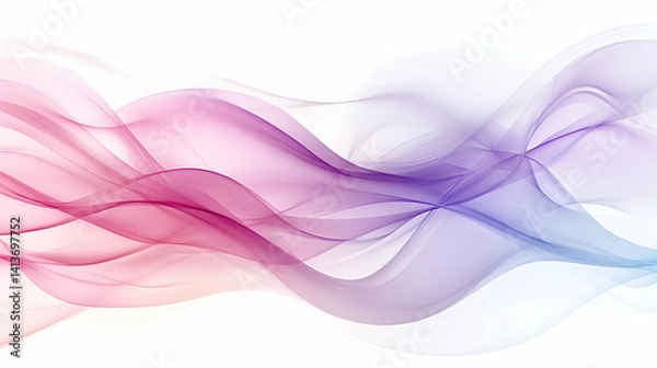 Fototapeta Abstract flowing pink and purple waves on white background. Perfect for websites, presentations, and design projects.