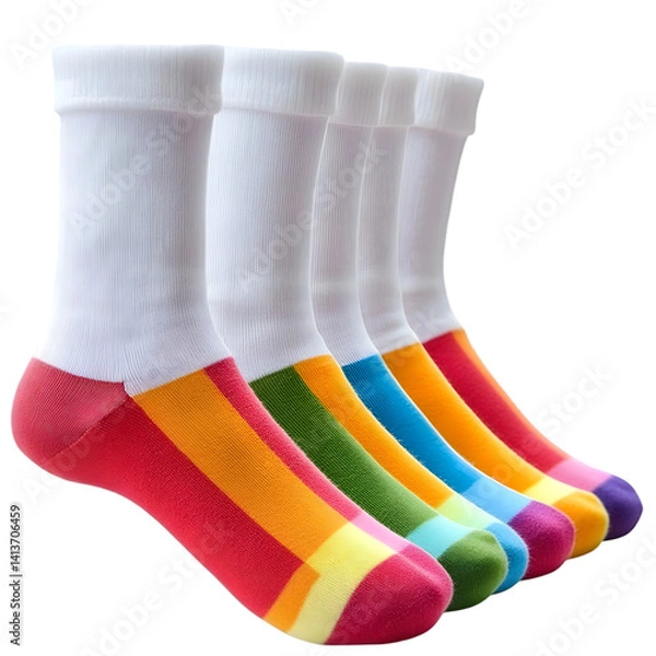 Fototapeta Vibrant Colorful Socks Array Illustration on Transparent Background