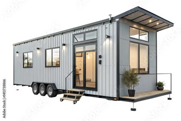 Obraz Modern container Tiny House on Wheels, isolated on transparent background - generated by ai