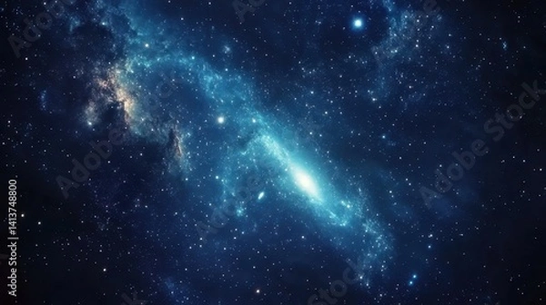 Fototapeta An astronaut floating weightlessly in deep space, surrounded by stars and galaxies, Earth visible in the distance