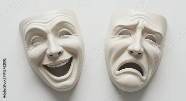 Fototapeta Simple masks happy sad emotions illustration