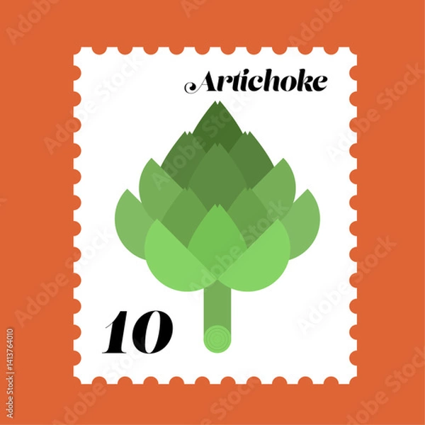 Obraz stylized postage stamp design featuring an artichoke
