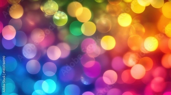 Obraz Vibrant Rainbow Bokeh Background: A Kaleidoscope of Colorful Lights