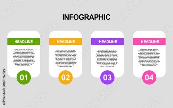 Fototapeta This infographic has four steps for a process or time line.