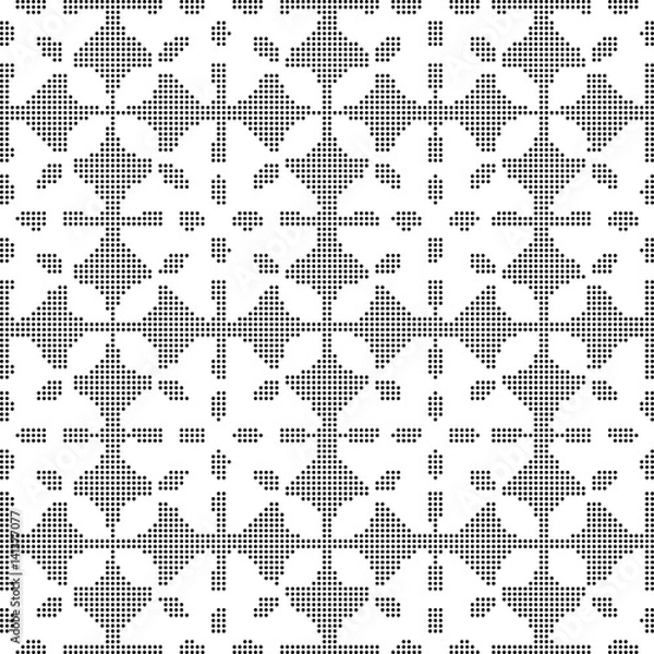 Fototapeta Halftone round black seamless background check curve cross