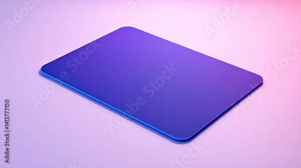 Obraz Purple rectangular technological device, angled on a pale surface.