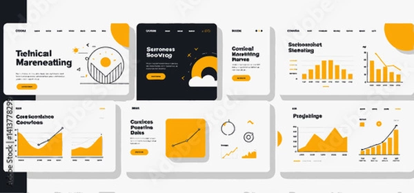 Obraz Data Visualization of Business Analytics_ Infographics and Charts for Reports_ Technical Marketing_ Financial Metrics and Performance Analysis