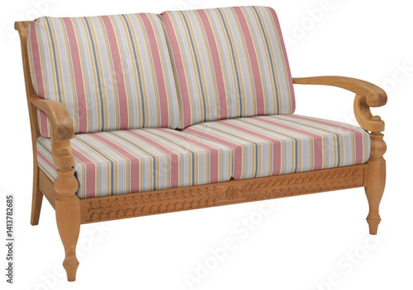 Fototapeta A classic, comfortable leather sofa and armchair, vintage furniture pieces, are isolated on a white background, perfect for interior design and home decor