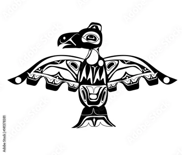 Fototapeta totem bird indigenous art stylization