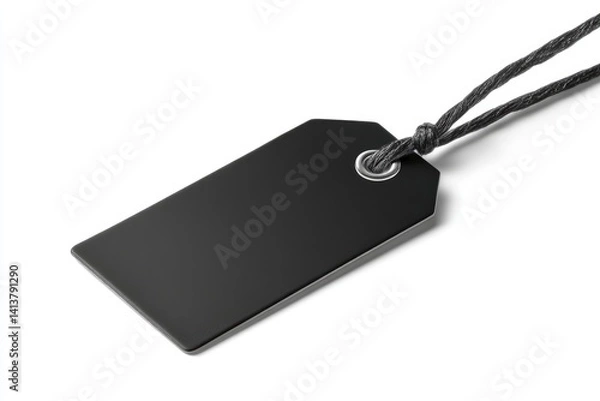 Fototapeta Elegant Black Tag: Minimalist Design with Dark Cord