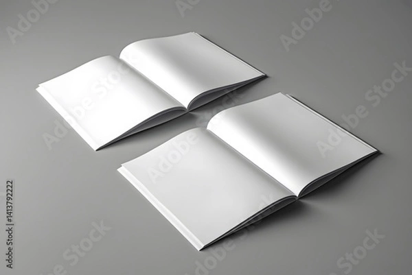 Obraz Open book or magazine mockup with isolated grey background