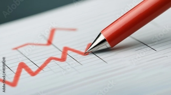 Obraz Red Pen Drawing a Graph