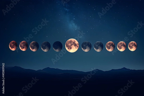 Obraz Celestial Dance: A Visual Journey Through the Enigmatic Phases of the Moon
