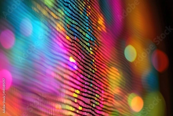 Fototapeta Vibrant Abstract Background with Colorful Lights and Binary Codes
