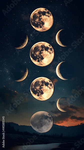 Obraz Celestial Dance: A Visual Journey Through the Enigmatic Phases of the Moon