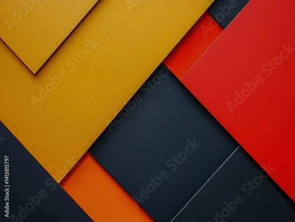 Fototapeta Abstract Colorful Geometric Design with Yellow Red Black and Orange