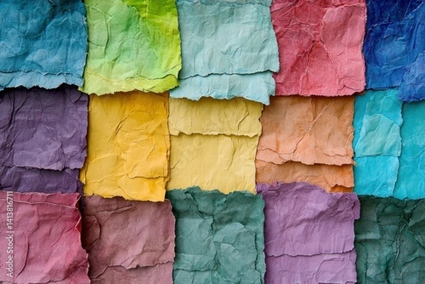 Fototapeta Colorful Crumpled Paper Background in Various Shades and Textures