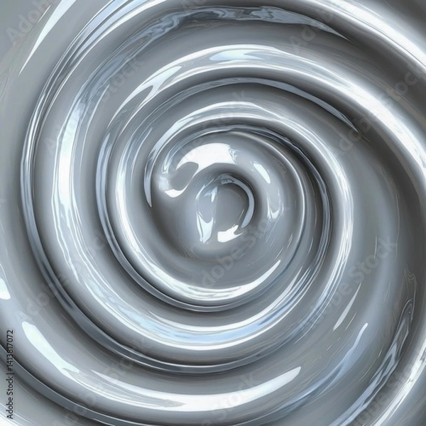 Fototapeta Smooth Swirling Texture in Glossy Silver Hue for Background Design