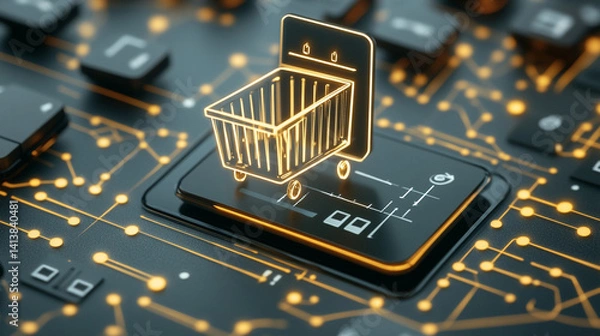 Fototapeta Digital shopping experience online marketplace graphic design virtual environment close-up e-commerce innovation