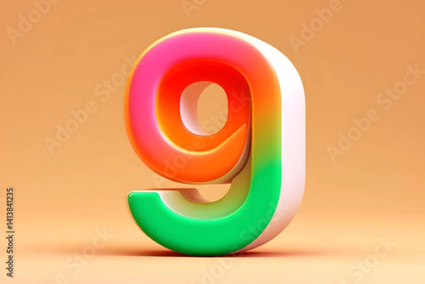 Fototapeta 3d number 9, 3D rendering, anniversary birthday party celebration countdown concept illustration