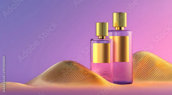 Fototapeta 3D rendering of facial cleanser cosmetics template display platform 3D background