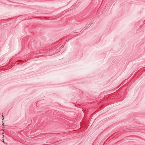 Fototapeta Abstract pink marble texture with swirling patterns, showcasing elegant tones of light and dark pink.