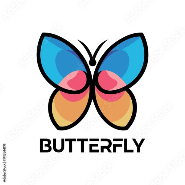 Obraz Modern Colorful Butterfly Logo with Gradient Wings