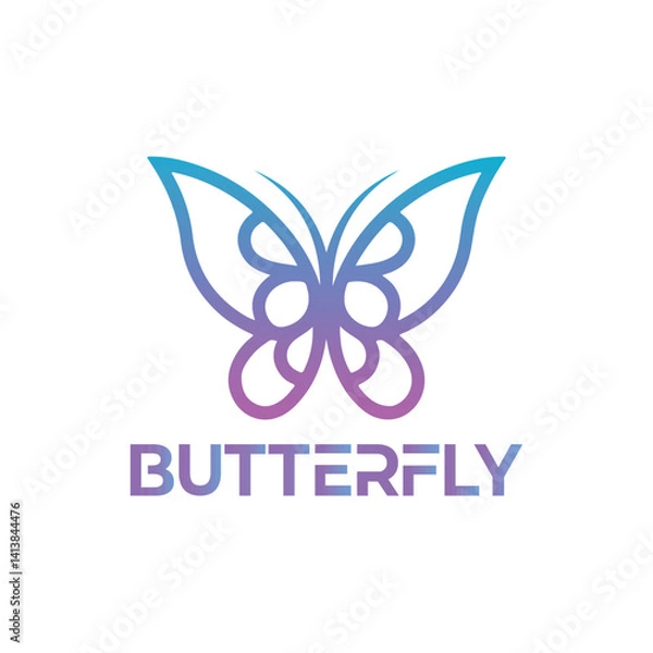 Obraz Modern Colorful Butterfly Logo with Gradient Wings