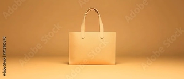 Fototapeta Minimalist Beige Tote Bag on a Soft Yellow Background: A Product Presentation