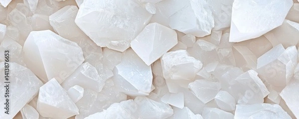 Fototapeta A close-up view of white crystalline rocks, showcasing their unique shapes and textures on a light background.