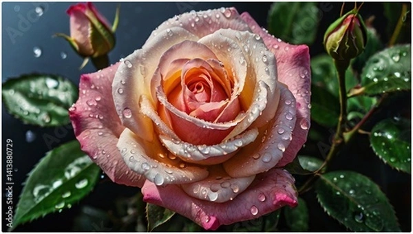 Obraz rose and water drops