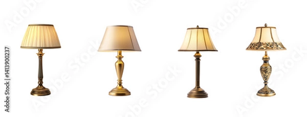 Fototapeta Collection of Classic table lamp side view isolate on transparent background