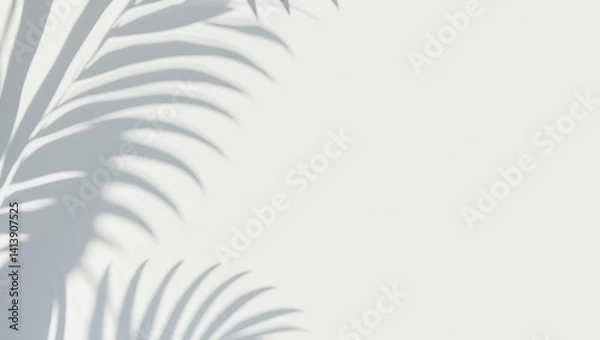 Fototapeta illustrations of shadow of palm leaves on white wall background