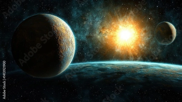 Fototapeta Aligning capricornus stars sky high-definition image cosmic environment close-up view stellar phenomenon