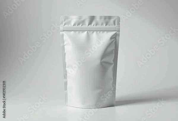 Fototapeta standup pouch with a zipper mockup. studio lighting, product photography, product mockup, blank template, soft shadows, clean background.