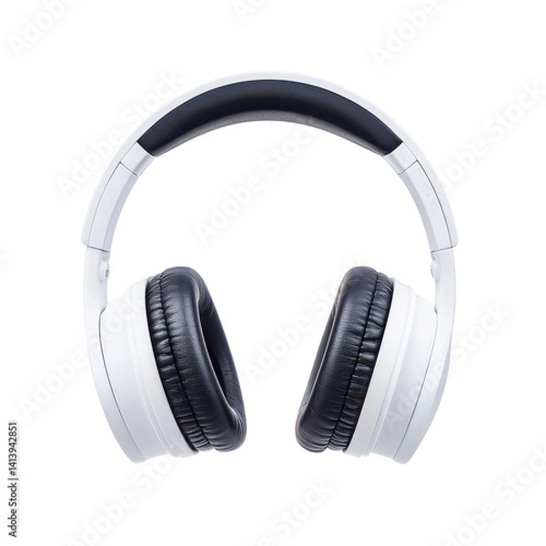 Fototapeta Wireless over-ear headphones with noise-canceling microphone on transparent background ideal for music listening gaming and voice calls in modern technology setup
