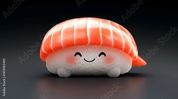 Obraz Cute Pixel Art Sushi With Happy Expression