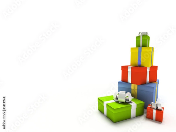 Fototapeta colour gift boxes on white background