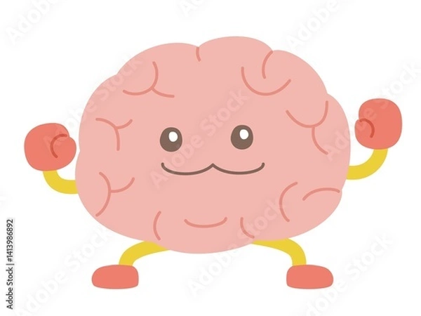 Obraz 脳のキャラクターがガッツポーズをしているイラスト
