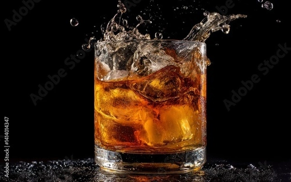 Obraz Whiskey Splash: Amber Liquid's Dynamic Elegance