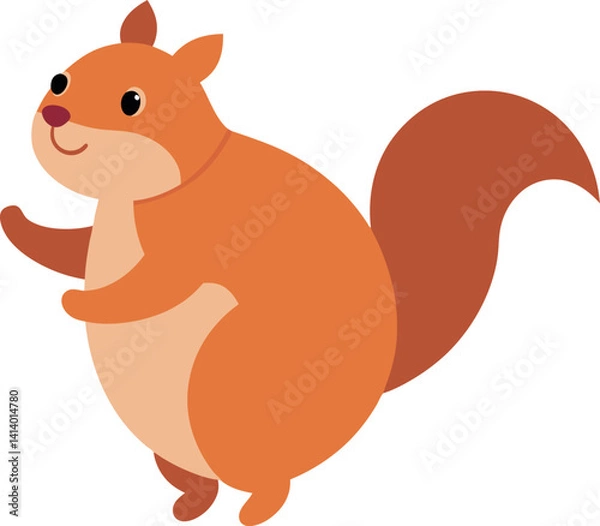 Fototapeta chubby-squirrel-jumping---white-background
