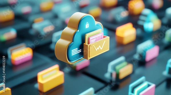 Fototapeta Cloud storage offers secure joint venture for asset management and review of digital files