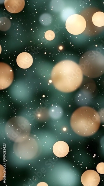 Fototapeta Abstract Teal Background with Golden Bokeh Lights