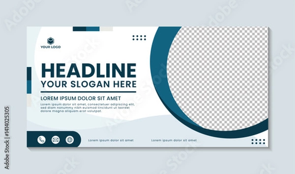 Fototapeta Business banner template simple circle design, vector abstract design web banner template. web design, - banner design. abstract geometric web banner template on grey background.