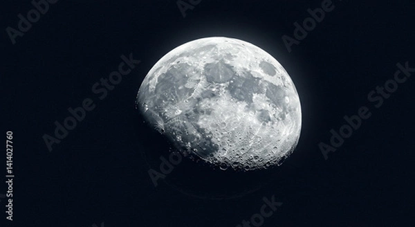 Obraz Lunar Surface Texture with Craters on Navy Background for Celestial Design Solutions