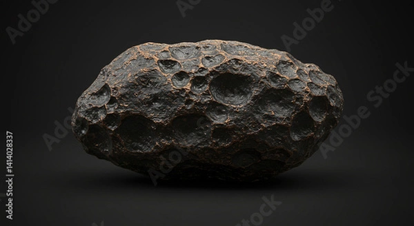 Obraz Meteorite Surface Texture with Metallic Patterns on Gray Background for Space-Inspired Design Projects