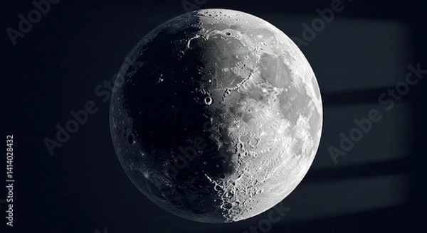 Obraz Lunar Surface Texture with Craters on Navy Background for Celestial Design Solutions