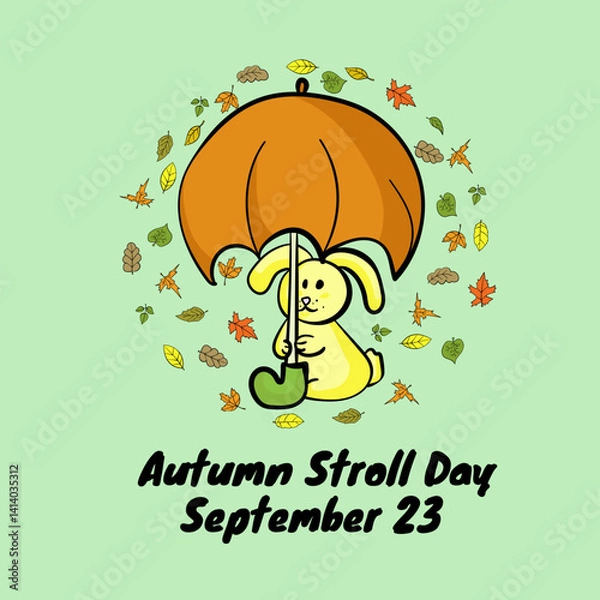 Obraz Autumn Stroll Day, an idea for a poster, banner or postcard for design with a cute character