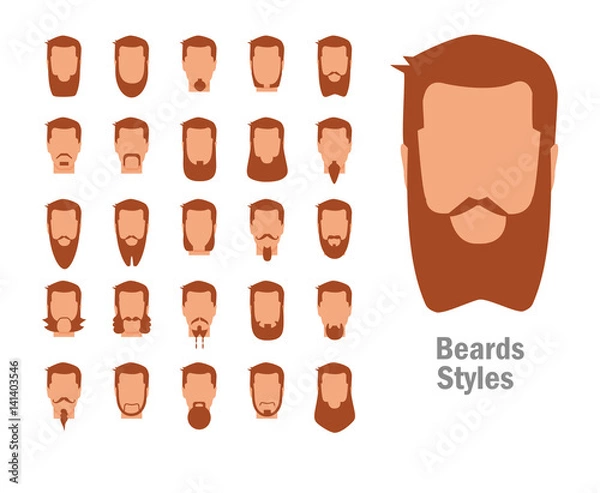 Obraz Set with various types of beards.
