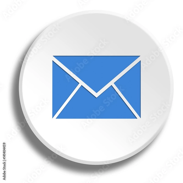 Obraz Blue email in round white button with shadow